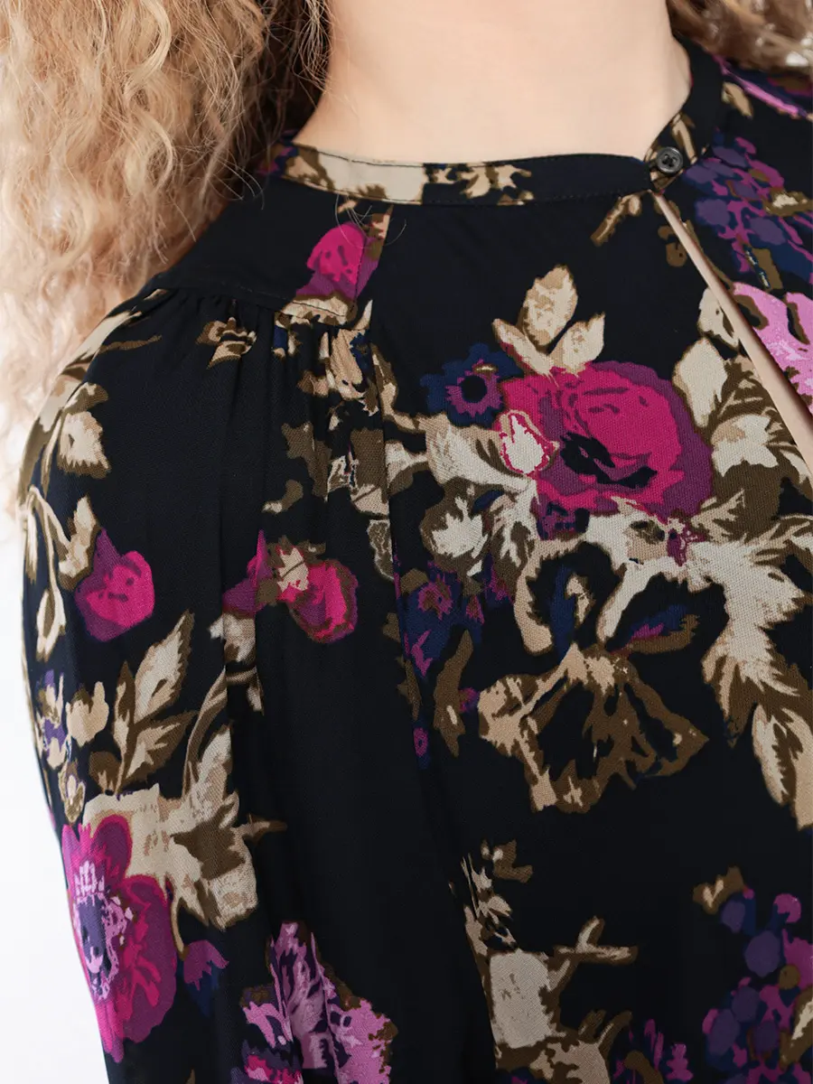 Платье А-силуэта с цветочным принтом